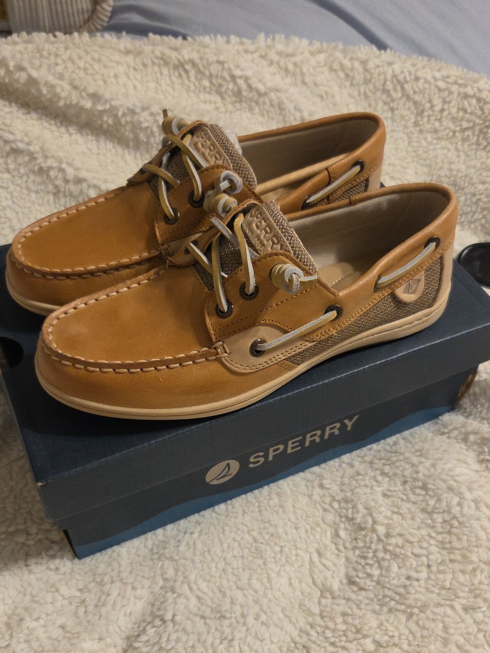 Sperry Chestnut/Tan Leather Mesh Boat Shoes